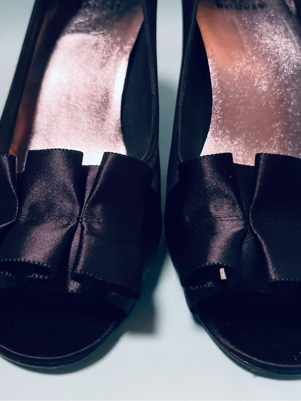 Stuart Weitzman Peep Toe Satin Pumps